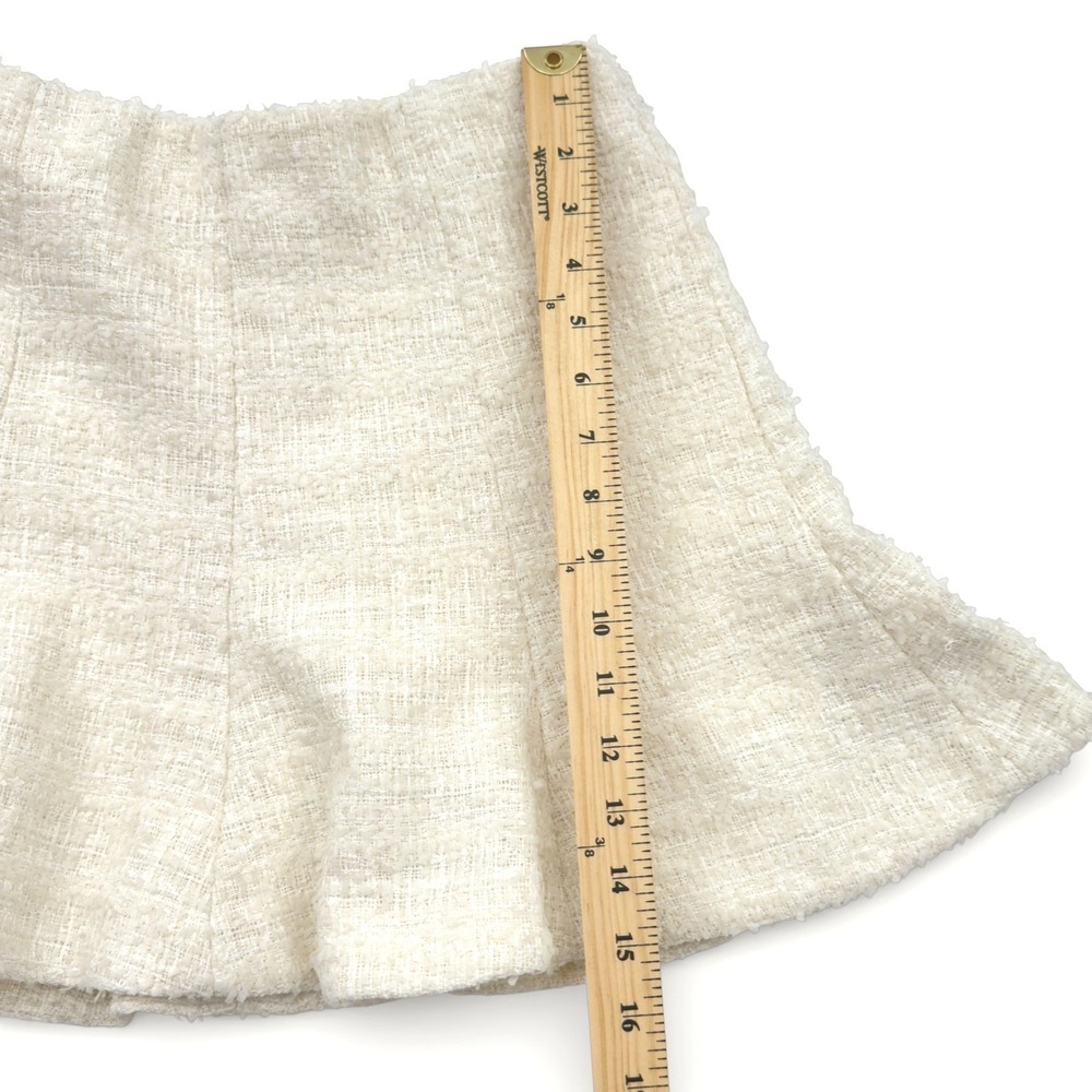 ASTR The Label S Cream Tweed Flared Mini Skirt Boucle Skater Style Preppy Chic - Picture 11 of 12